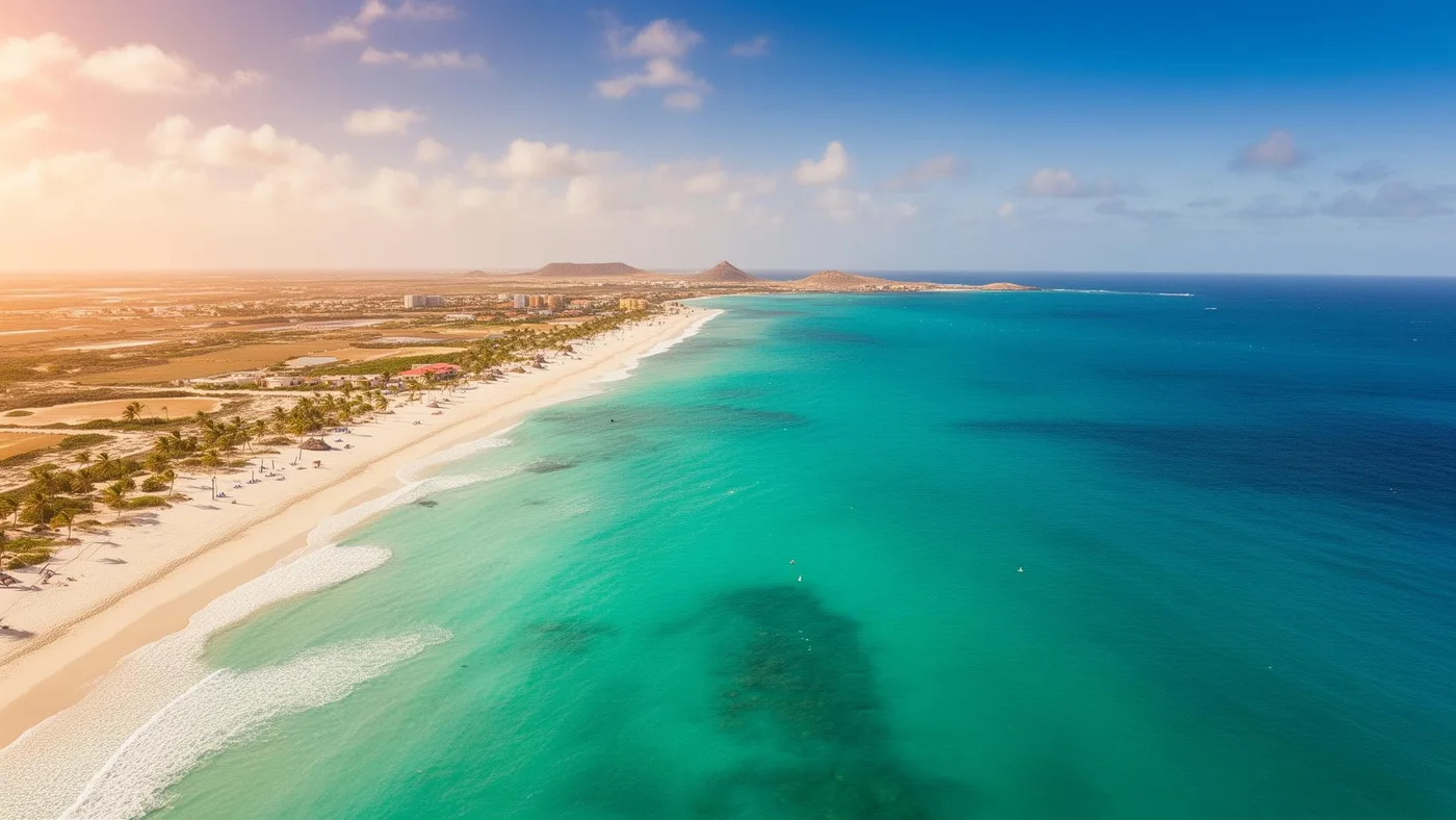 Turquoise water and coastline in Aruba