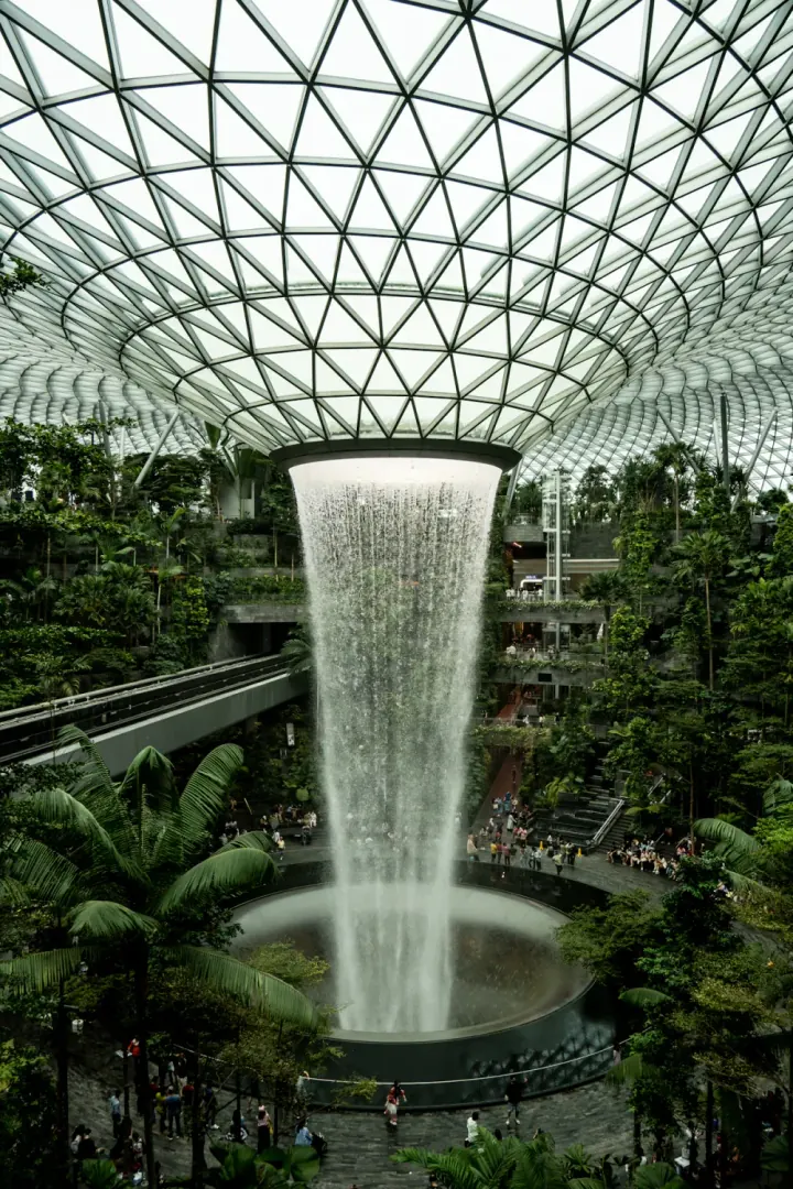 The indoor waterfall at Singapore’s Jewel Changi Airport
