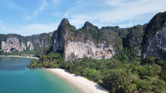 Limestone cliffs beside the sea in Krabi, Thailand